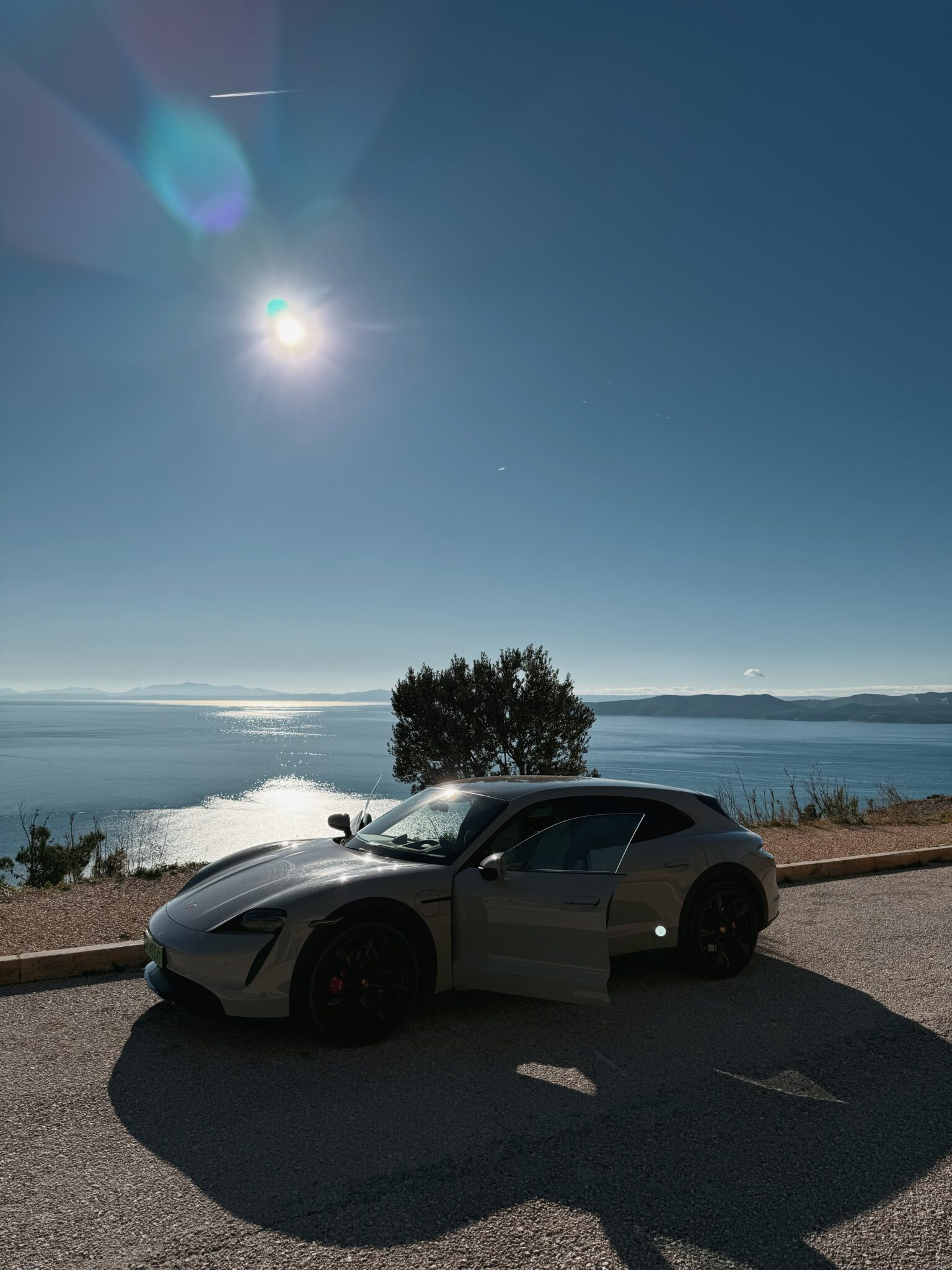 Porsche at Adriatic coastal viewpoint